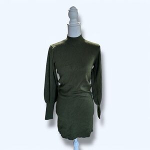Olive Green Sweater Long Sleeve Dress Size Medium NWOT
